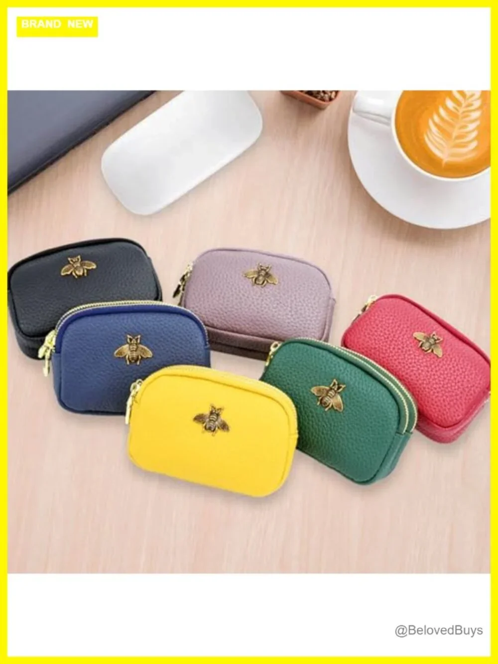 Faux Leather Coin Purse Women Small 2 Zipper Wallet Key Ring Card Holder